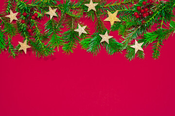 Merry Christmas or New Year decoration red background