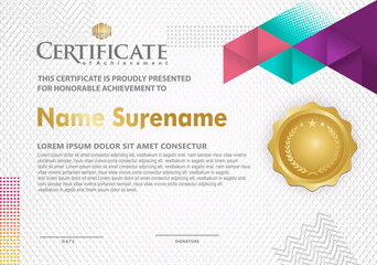 Certificate Template with Polygonal Geometric shape Pattern background