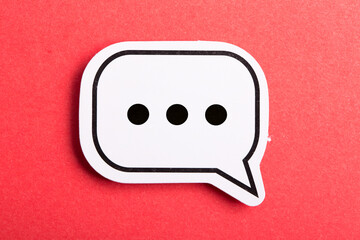 Chat Speech Bubble Isolated On Red Background