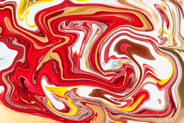 Fondo abstracto con efecto de olas con colores rojo, amarillo y blanco
