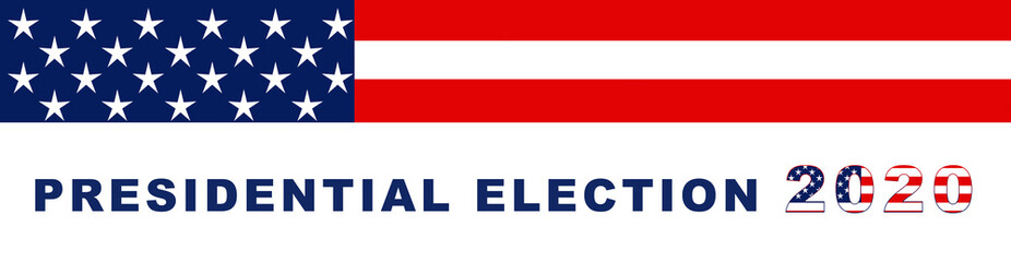 2020 United States of America Presidential Election banner with USA symbols. Illustration