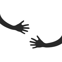 Hugging hands. Arm embrace, belief togetherness unique relationship hugged hands vector isolated concept