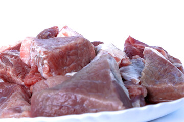 Raw beef teak in white background Fresh Beef