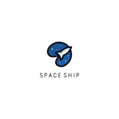 Spaceship logo template design. Vector illustration. Abstract Rocket web Icons and vector logo.