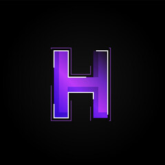 Obraz premium Futuristic purple/blue character from a fontset with dashed strokes and blending effects, vector illustration