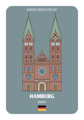 Cathedral Church of Our Lady in Hamburg, Germany.  Architectural symbols of European cities
