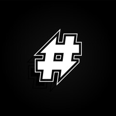 Modern, minimal and dynamic 'Rapper' font character with 45 degree angles, vector illustration