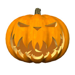 halloween carved pumpkin 3 white background 3D Rendering Ilustracion 3D