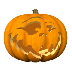 halloween carved pumpkin 2 white background 3D Rendering Ilustracion 3D