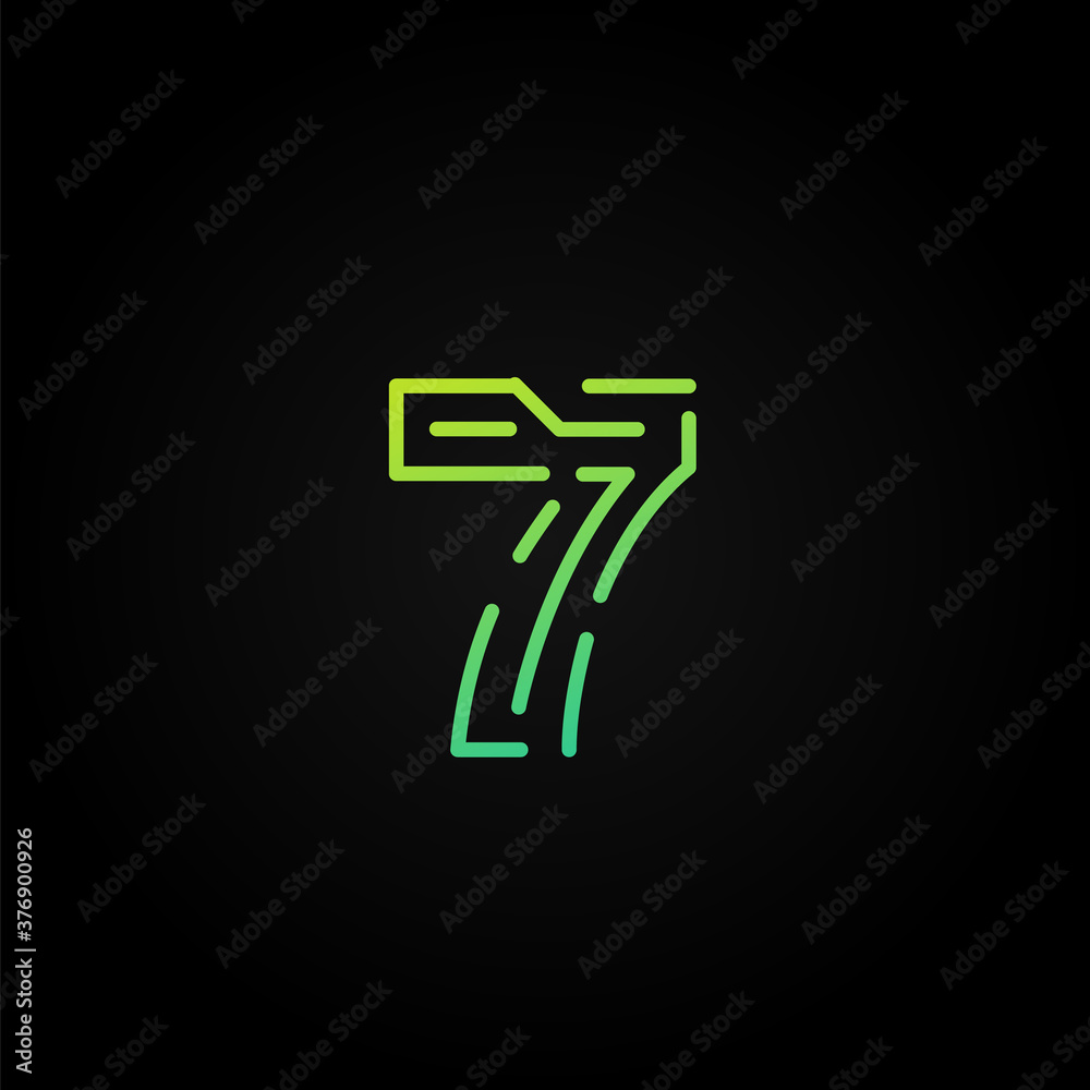 Fototapete green dashed stroke font character from a fontset, vector illustration