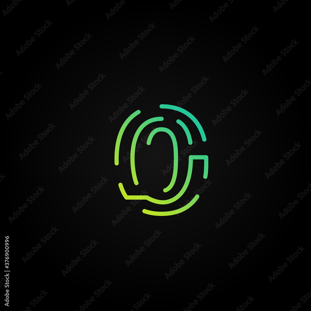 Fototapete green dashed stroke font character from a fontset, vector illustration