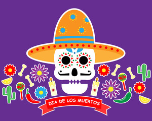 Day of the dead card. Traditional celebration of Mexico.