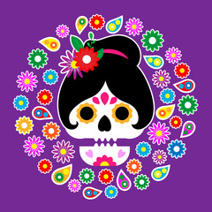 Day of the dead card. Traditional celebration of Mexico. 