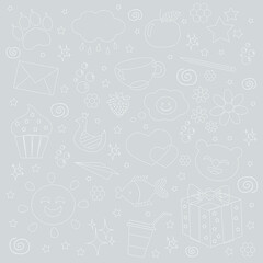 seamless pattern with random doodle icons 