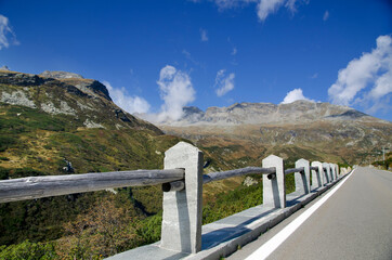 Panoramic View over Mountain Road in Switzerland.