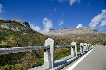 Fototapeta premium Panoramic View over Mountain Road in Switzerland.