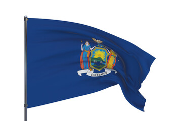 State of New York flag. 3D illustration, isolated on white, flags of the U.S. states and territories