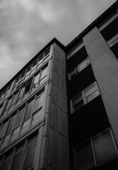 Old building at the morning / black and white - Santiago de Compostela, Galicia, Spain