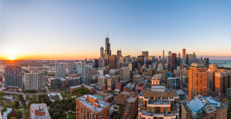 Chicago, Illinois, USA Cityscape Panorama - obrazy, fototapety, plakaty