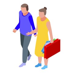 Family holiday shopping icon. Isometric of family holiday shopping vector icon for web design isolated on white background