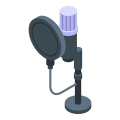 Podcast studio microphone icon. Isometric of podcast studio microphone vector icon for web design isolated on white background