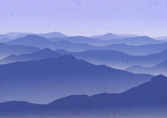 abstract minimalism landscapes illustration with mountains. flat simple illustration. paper texture