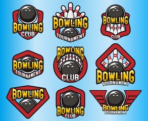 Obraz premium Bowling Club Logo set