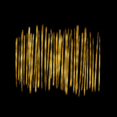 Abstract golden grungy strokes on black background. Digital illustration for greeting, gift, wedding, invitation, business card, web design
