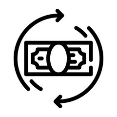 money banknote circle arrows line icon vector illustration