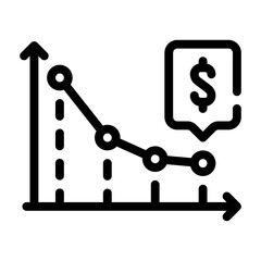 falling arrow infographic line icon vector illustration