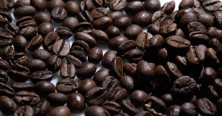 roasted coffee beans close up