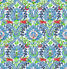 Traditional Arabic ornament seamless. Floral Ornamental pattern. Iznik .Vector. Background