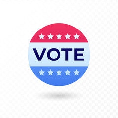 Democratic vote and election day concept. Vetcor flat illustration. Banner template. Text in circle frame in american flag color with star sign. Design element for election campaign, web, infographic.