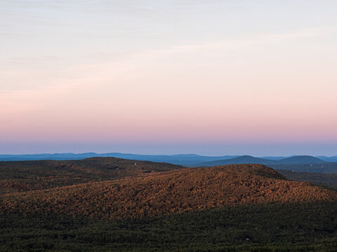 Watching The Sunset On Southern New Hampshire While Descending North Pack Monadnock In Greenfield.