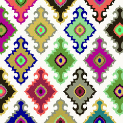 Damask Vintage multi color pattern in Turkish,Indian style. Endless pattern can be used for ceramic tile, wallpaper, linoleum, textile, web page background. Vector