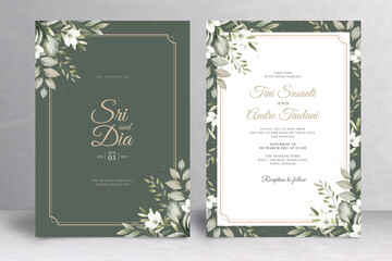 Elegant greenery wedding invitation theme