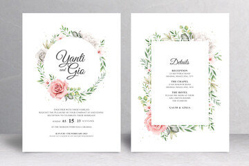 Fototapeta na wymiar Floral frame wedding card template