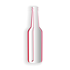 Paper cut Beer bottle icon isolated on white background. Paper art style. Vector.