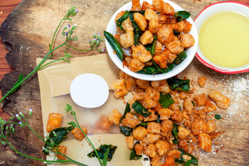 Fried pork skins, appetizers of Thai people