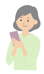 Old woman looking at cellphone
