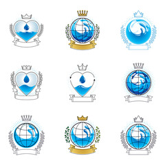 Sea wave splash vector symbol. Pure water as most important resource for human activity theme. Body cleansing concept.