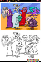 cartoon monsters fantasy characters coloring book page