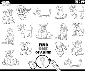 Obraz premium one of a kind game with dogs coloring book page
