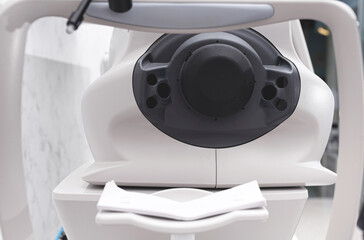 Optical CT scan. Ophthalmology clinic equipment. Diagnosis of vision. Tomography in Optical...