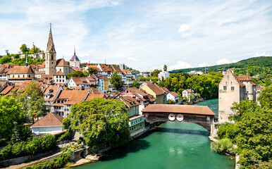 Fototapeta na wymiar View of Baden, a town in Aargau, Switzerland
