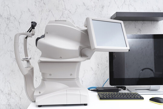 Optical CT Scan. Ophthalmology Clinic Equipment. Diagnosis Of Vision. Tomography In Optical Coherence