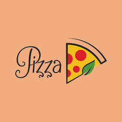 Pizza logo with pizza slice vector background