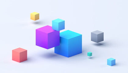 Obraz premium Abstract 3d render, geometric composition, colorful background design with cubes
