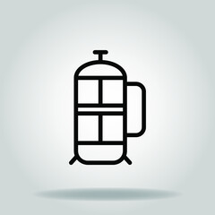 french press icon or logo in  outline
