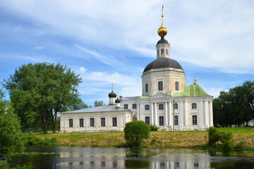 Fototapeta na wymiar Nativity church (Bogoriditskaya church, 1728) on the bank of Vyazma river. Vyazma town, Smolensk Oblast, Russia.